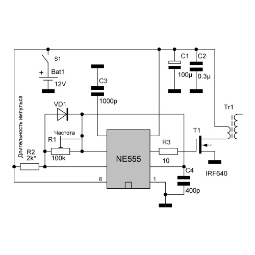 Схема включения таймера NE555
